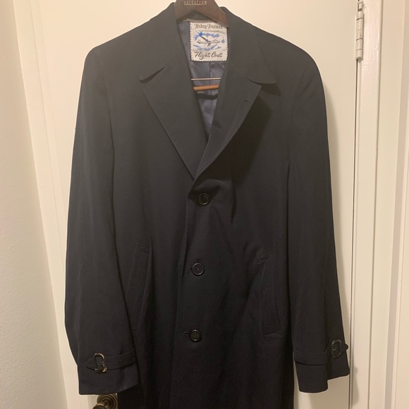 Vtg. 80's Hickey Freeman Navy Blue Flight Coat - Picture 1 of 8